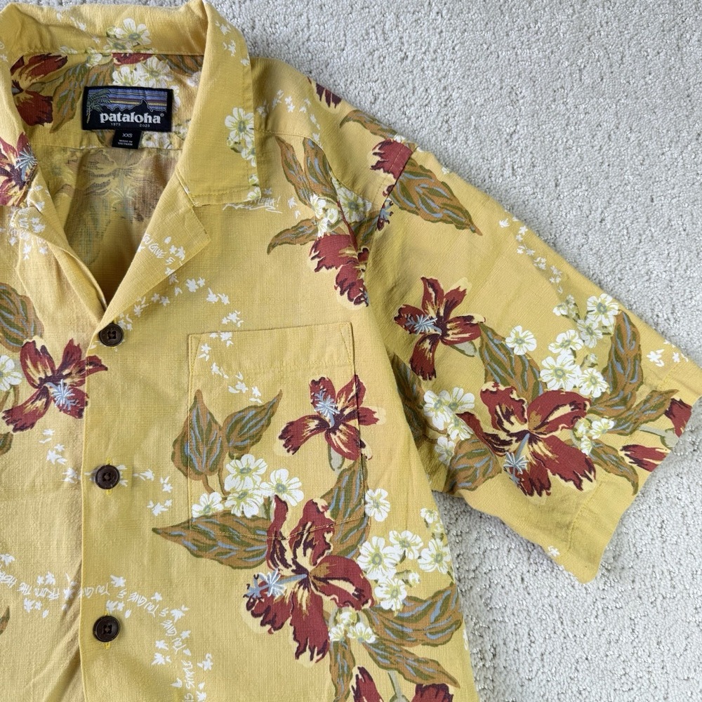 Patagonia Pataloha Organic Shirt XXS Yellow Floral ASYE 52566 $99 Surfer‎ 2023